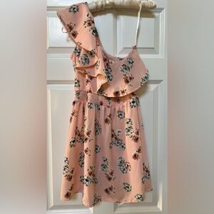 Light pink floral one shoulder dress